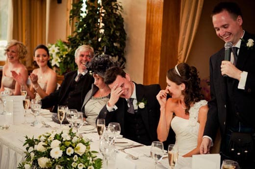 This funny fellow is delivering a classic wedding speech and getting a big reaction. We wrote it.